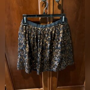 J Crew Sequin Embellished Blue and Gold Skirt Size. 0